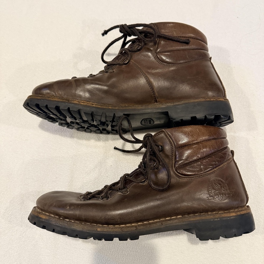 Vintage Eddie Bauer Boots Mens 12 Brown Leather Davos Camping Made In Italy Work